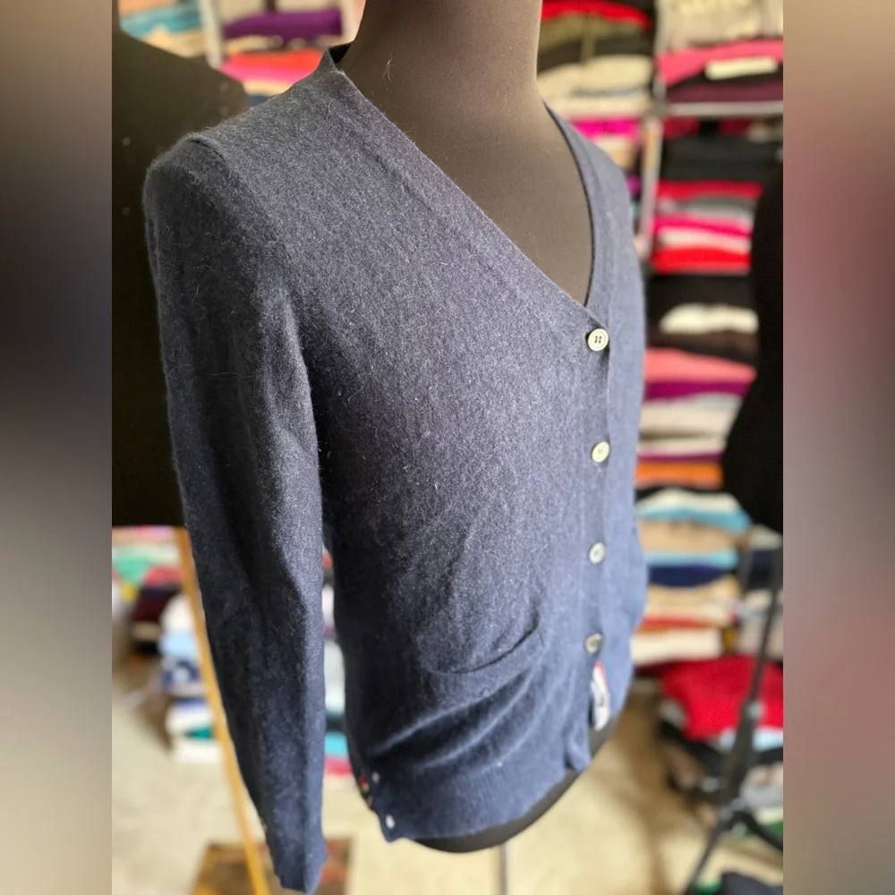 Thom Browne Men's Navy Blue Cashmere Cardigan Sweater S MENDED_2